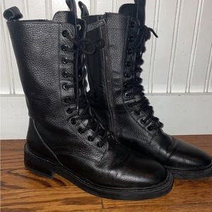 Zara Low Heeled lace up black boots